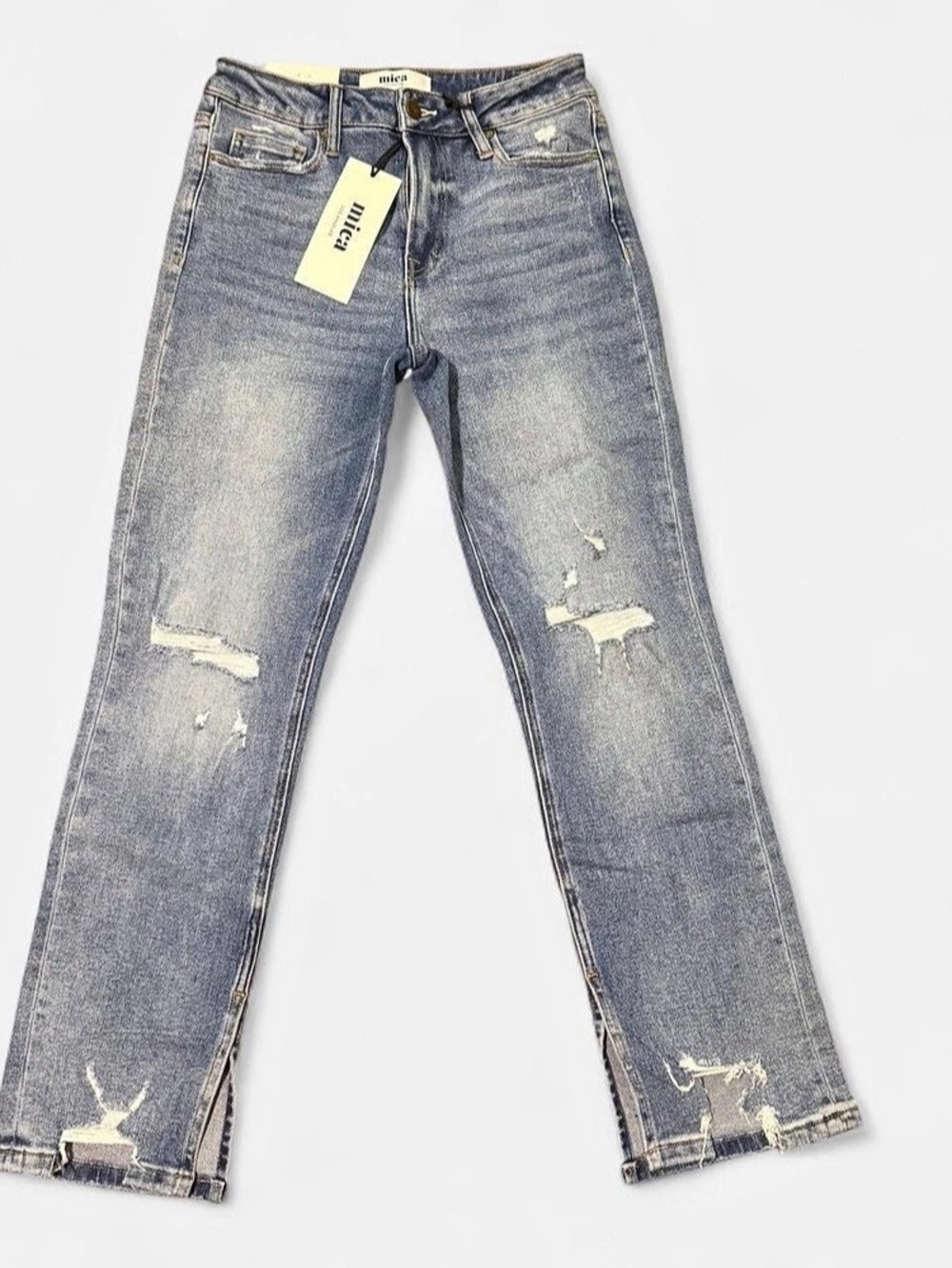 Mica Straight Leg Distressed Jeans in Blue Waist 26 NWT
